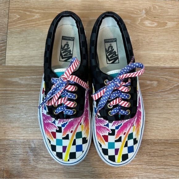 Vans Unisex Custom Flames Fire Sidewall Checkerboard Palm Tree Sneakers - Picture 7 of 12